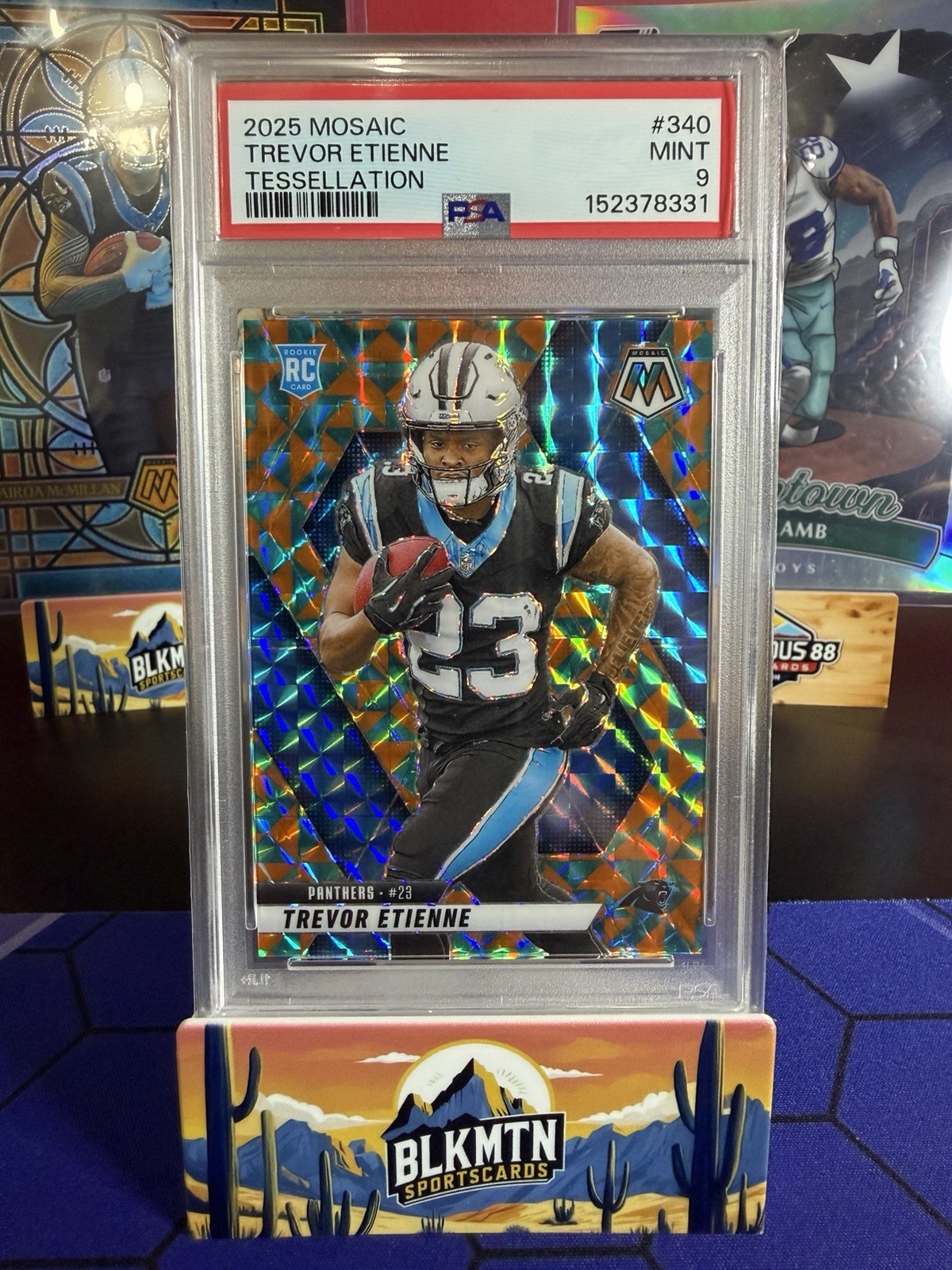2025 Panini Mosaic #340 Trevor Etienne RC Tessellation /15 PSA Mint 9