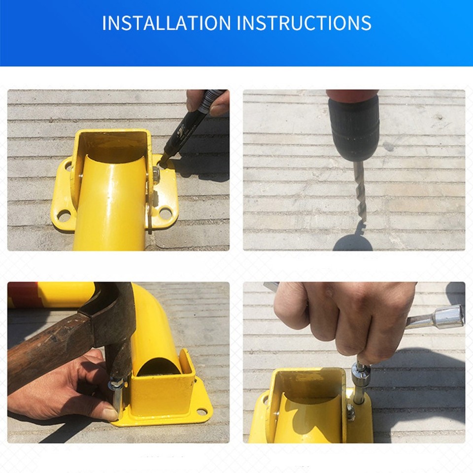 U-shape Folding Parking Barrier Lockable Car Park Bollard Security Post ...