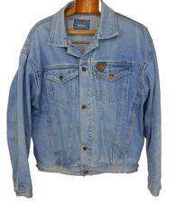 BRAM'S PARIS Men"s s BLue Denim Jeans Jacket Distressed Worn 1970's large