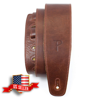Perris Leather Guitar Strap Top Grain Italian Leather Rust Adjustable