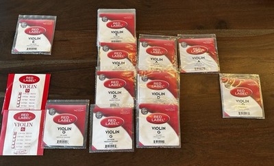 Red Label Super Sensitive Violin Strings, Lot of 38 strings, Various sizes, New