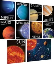 10 Solar System Posters, Early Learning with PET 10 x 8 inches, Multicolor
