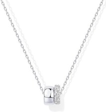 PAVOI 14K Gold Plated Cubic Zirconia Rondelle Pendant Necklace for Women Two-T