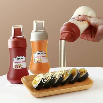 Leak-Proof Squeeze Sauce Bottles Refillable Condiments Containers Kitchen New