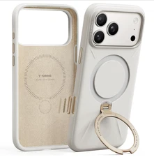 TORRAS Q3 Silicone 360 Spin for iPhone 17 Pro Case with Stand - Light Ivory