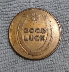 Good Luck $5 Casino Token Horseshoe 4-Leaf Clover