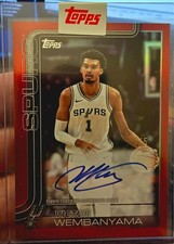 2025 Topps Flagship Victor Wembanyama Red #'d 3/5 ON CARD AUTO # TFRA-VW