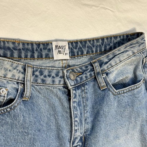 Pantalones de mezclilla Princess Polly rasgados desgastados cintura alta para mujer borde crudo - Imagen 4 de 11