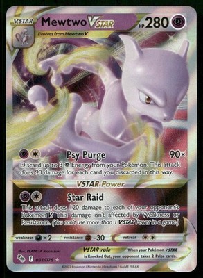 mewtwo vstar 031 078 pokemon go ultra rare card 031/078 NM Evolves from Mewtwo V Type The Cards Of Pokémon TCG:
