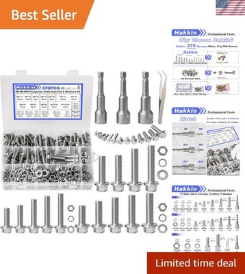 Versatile 370PCS Stainless Steel Flange Bolts and Nuts Assortment Kit Included