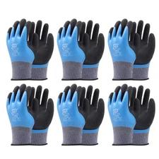 6 Pairs Thick Reinforced Construction Gloves with Textured Palm for Work Safety