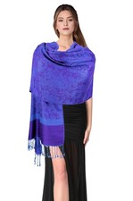 Women's Paisley Jacquard Pashmina Shawl Wrap Scarf Stole for Evening Formal