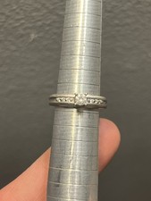 14K Solid White Gold Diamond 0.15 Carat Center Wedding Engagement Ring Size 6