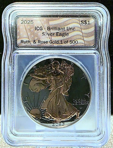 2025 Eagle S$1 ASE Black Ruthenium & Rose Gold ICG BU 1 of 500.
