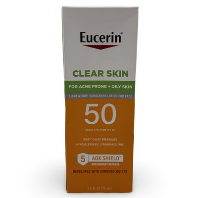 Eucerin Clear Skin 2.5 oz Lightweight Lotion SPF 50 Sunscreen Face Exp 03/2026