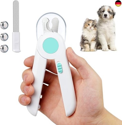 Adiwo Nagelknipser mit Led-Licht für Hunde Katzen, 2-in-1 Krallenschere und