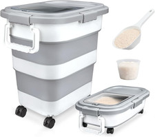 Rice Storage Container, Collapsible Airtight 10-40 Lb Rice Storage Container, 25