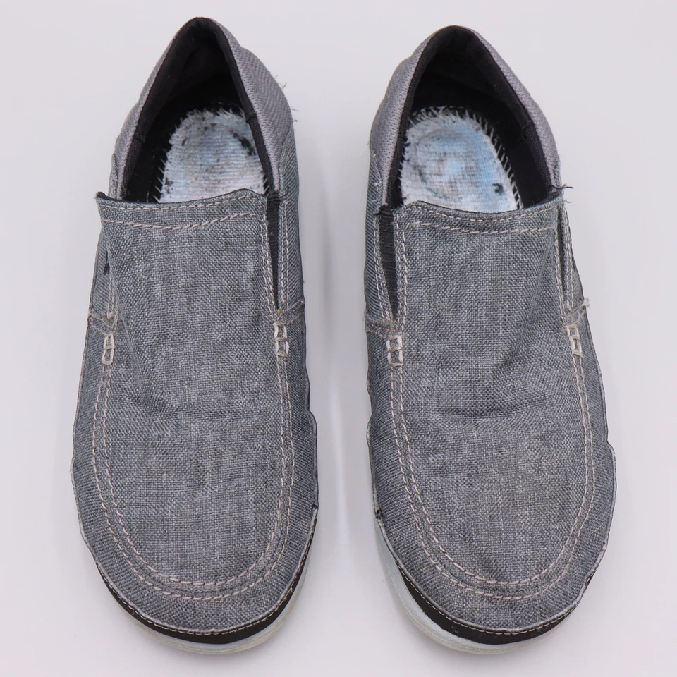 Crocs Santa Cruz Playa Mocasines Para Hombres Talla 9 Gris Lona Zapatos Sin Cordones *Sin Plantillas Foto 2 de 4