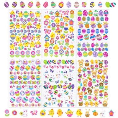 Naler 300 PCS Easter Stickers Sheet Assorted Bunny Mini Stickers for Easter P...