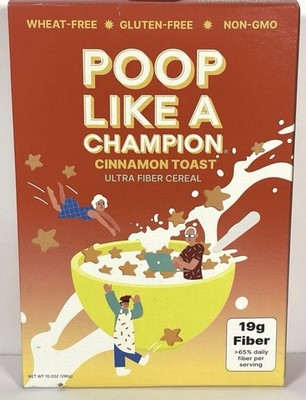 Poop Like A Champion Ultra High Fiber Cereal 10.2 Oz Cinnamon Toast. Lot Of 2