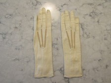 Vintage 1930's New NOS Dead Stock White Kid Leather Gloves-Snaps--10"--Sz 6 1/4