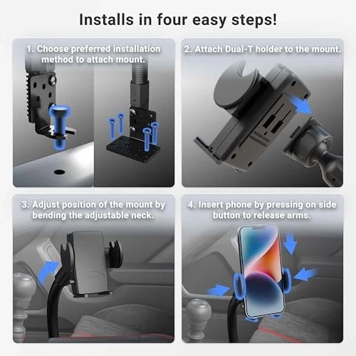 Arkon Car or Truck Seat Rail or Floor Phone Holder Mount for iPhone 12 11 Pro - Image 4 of 4