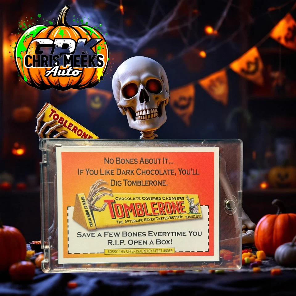 2024 Topps Wacky Packages #33 Tomblerone Chris Meeks Auto Feliz Halloween! - Imagem 2 de 2