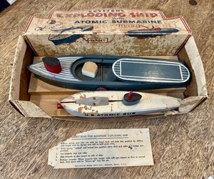 Vtg Keystone EXPLODING SHIP with Atomic SUBMARINE Wooden Toy