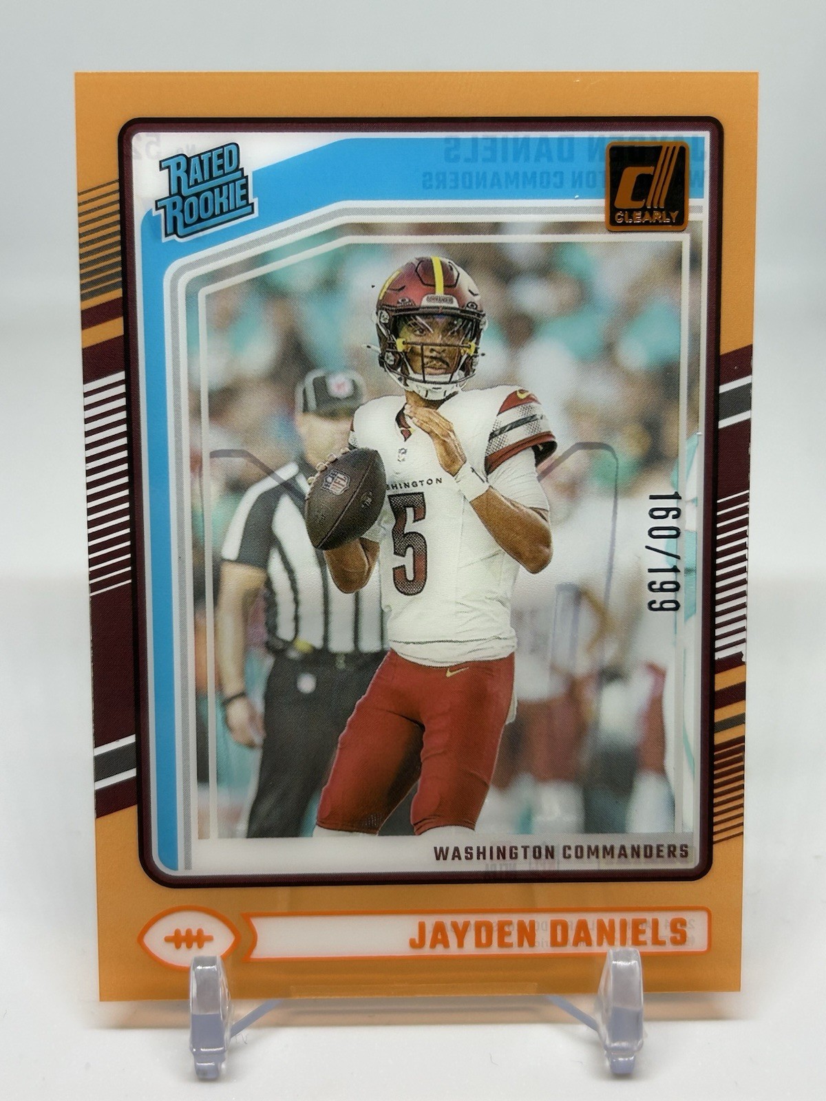 2024 Donruss Clearly Jayden Daniels Rated Rookie Orange /199 Commanders