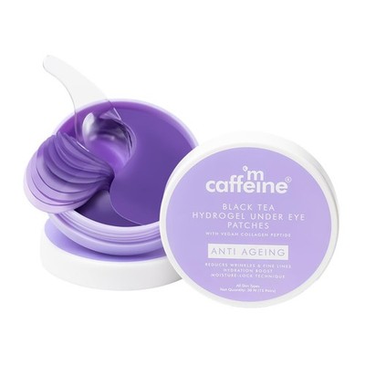 mCaffeine Black Tea Under Eye Patches | Vegan Collagen | 15 Pairs, Anti-Aging