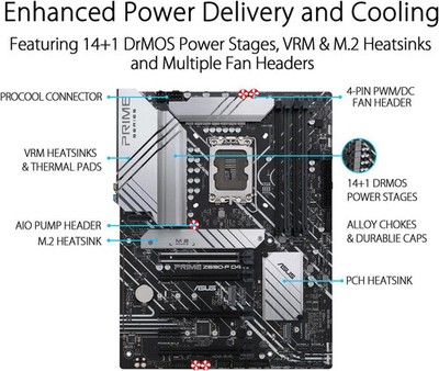 ASUS Prime Z690-P D4 LGA 1700 ATX Motherboard - Black for sale