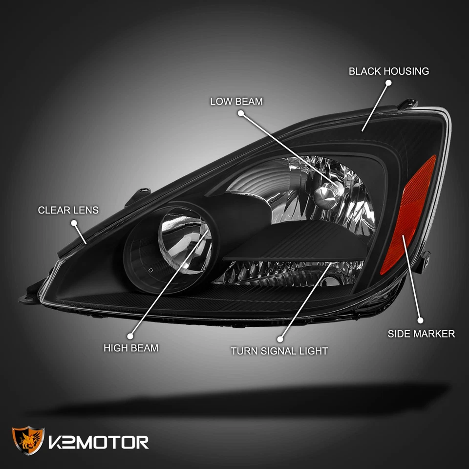 Black Fits 2004-2005 Toyota Sienna Headlights Replacement Assembly Left+Right - Image 3 of 4
