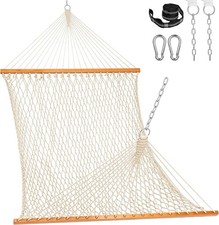 Lazy Daze Hammocks Double Rope Hammock, 2 Person Hand Woven Cotton Rope Hammock
