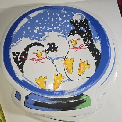 4 Vintage Vinyl Tischsets Pinguin Schneekugel Stadt & Land kombinierter Versand - Bild 1 von 3