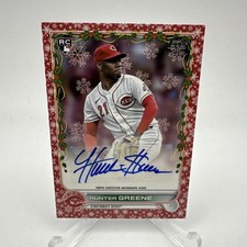 Hunter Greene 2022 Topps Holiday Red Glitter Snowflake Autograph RC WHA-HG 5/25