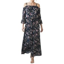 Festival Floral Maxi Dress Large Cold Shoulder Bohemian Flowy Festival Vacation