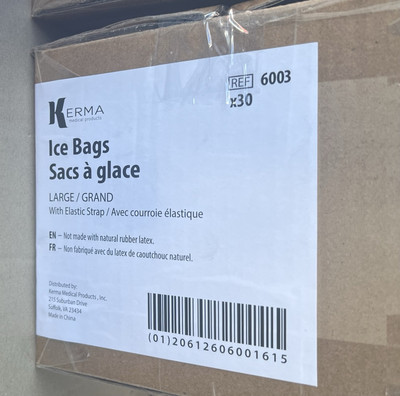 Kerma 6003 - ICE BAG LARGE WITH STRAPS, 30 EA/CS New Free Shipping