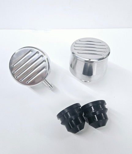 Billet Polished Aluminum Valve Cover Breather PCV w/ Grommets Oil Fill ...