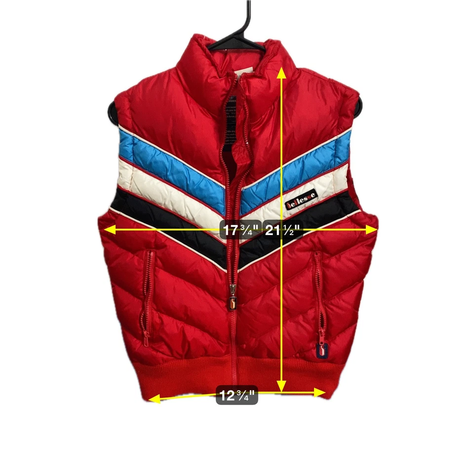 Chaleco acolchado Ellesse "Whitewater '76" de inspiración vintage pequeño rojo con rayas Foto 2 de 4