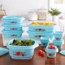 20 Piece Plastic Food Storage Container Variety Set Airtight Seal Microwave Safe