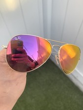 New Ray Ban Large Classic Aviator RB3025 3025 Gold Pink Flash Lens Size 62/14