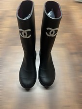 chanel black knee high Rain boots EU 38/us Wo...