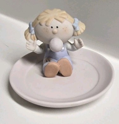 Vintage Fabrizio George Good Bumpkins Ceramic Figurine Girl Bubble Trinket Dish