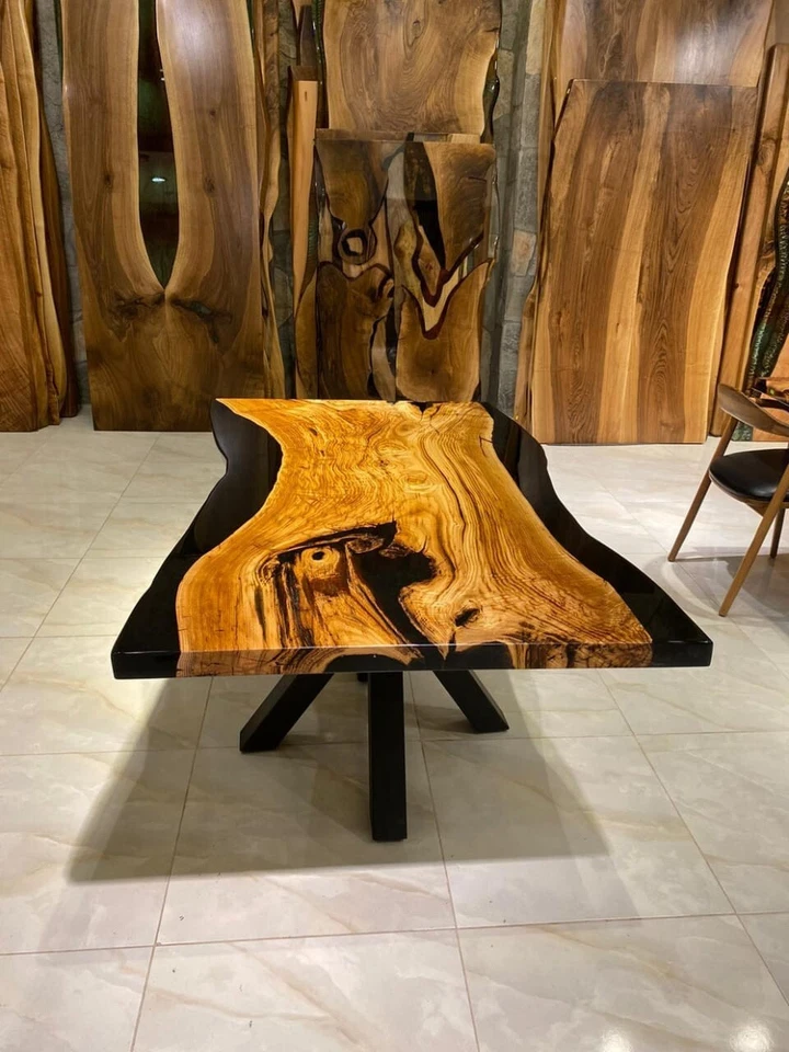 Black Epoxy Table | Walnut Wood | Modern Customizable Furniture | Sustainable De - Image 3 of 4