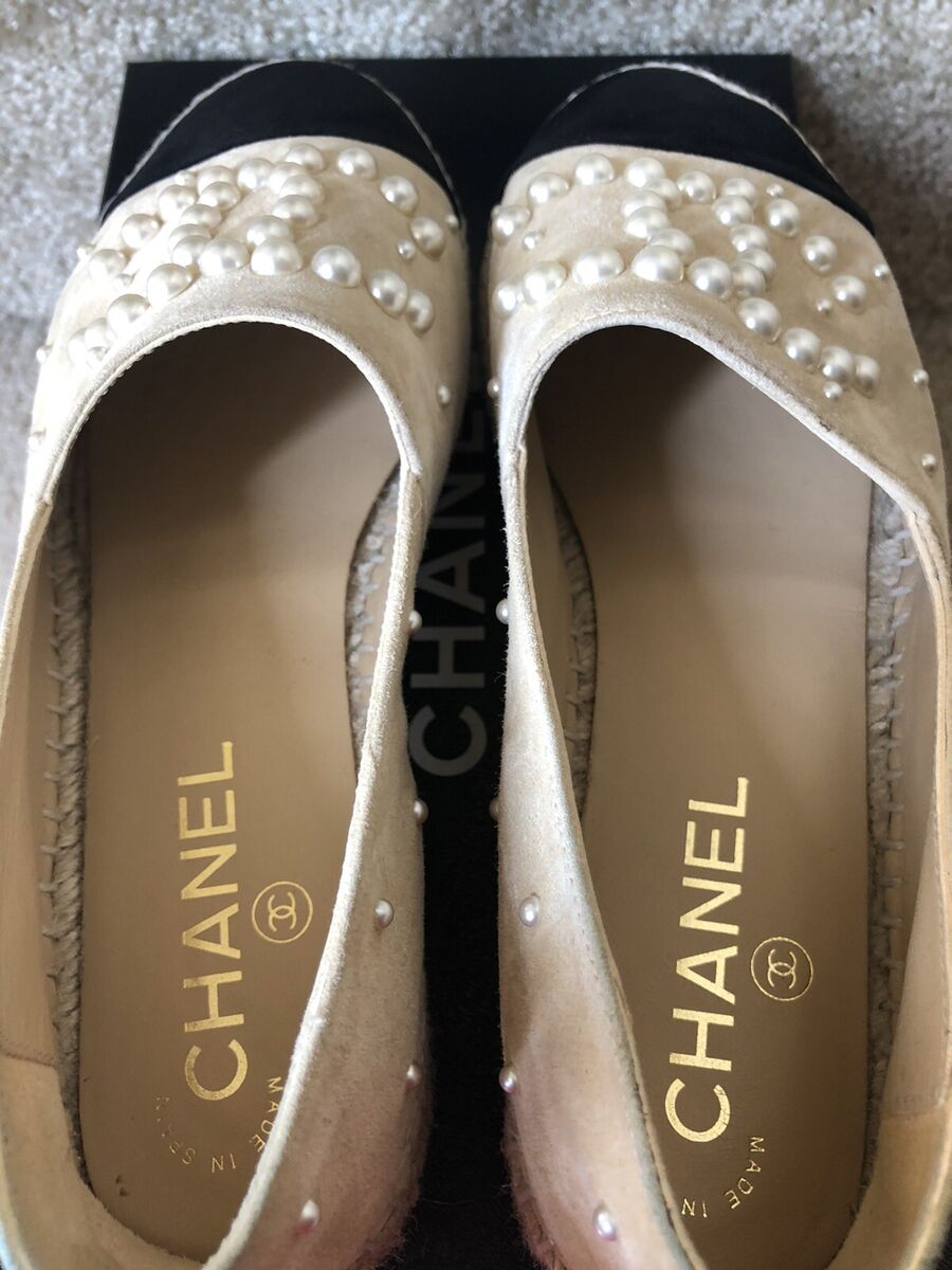 CHANEL Espadrille G29762 Flat shoes Slip-on Suede Black Size CHANEL Espadrille G29762 Flat shoes Slip-on Suede Black Size
