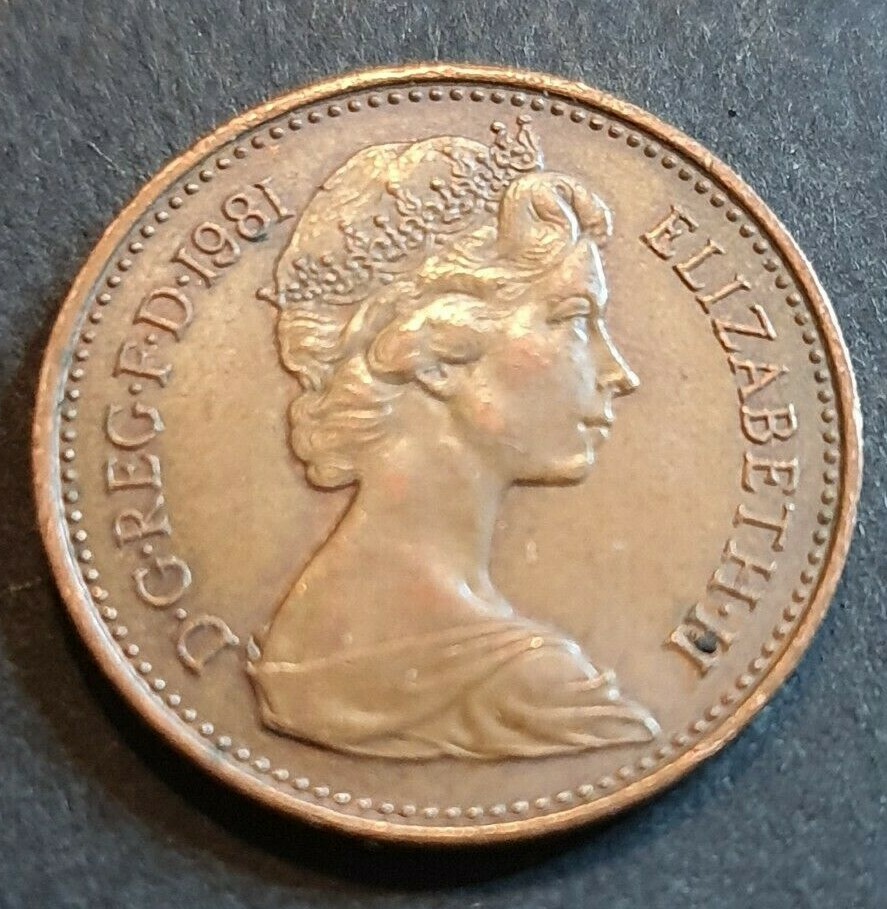 United Kingdom,1981, One New Penny, Queen Elizabeth II, KM 915 | eBay