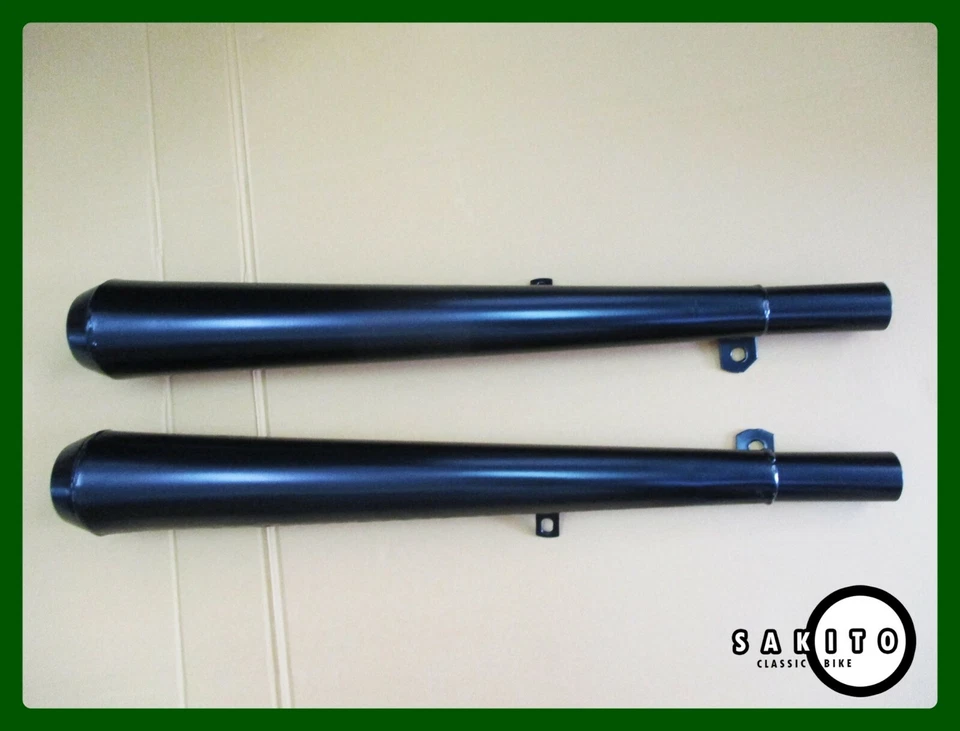 Honda CB72 CB77 SuperHawk 250 305 Exhaust Muffler + Pipe Set Super Black Cafe Foto 3 de 4