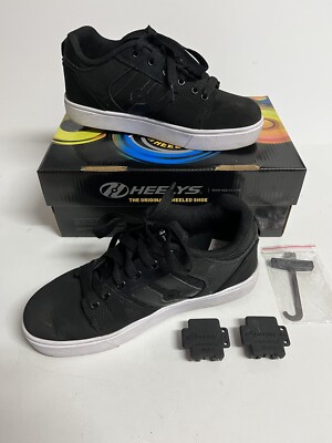 HEELYS RACER 20 Skate Shoes Black #HE100763H Youth Size 5, Covers Tool,  W/Box