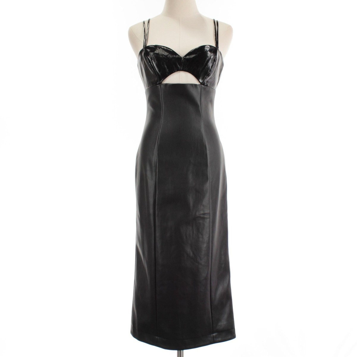 Staud NWT Faux Leather Sketching Midi Dress w/ Cut Out Size 6 in Solid  Black | eBay
