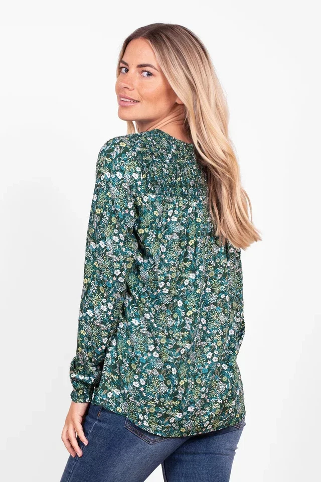 BRAKEBURN Women's Green Ditsy Blouse Floral Print Loose Fit BRAND NEW with TAGS - Image 3 of 4